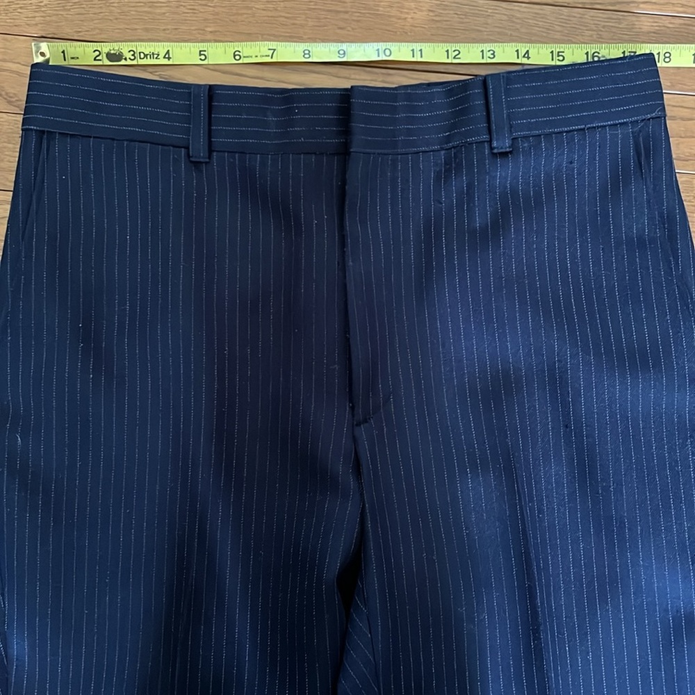 Vintage Navy Wool Pinstripe Trousers - Picture 2 of 16